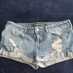 Express Light Blue Distressed Jean Shorts